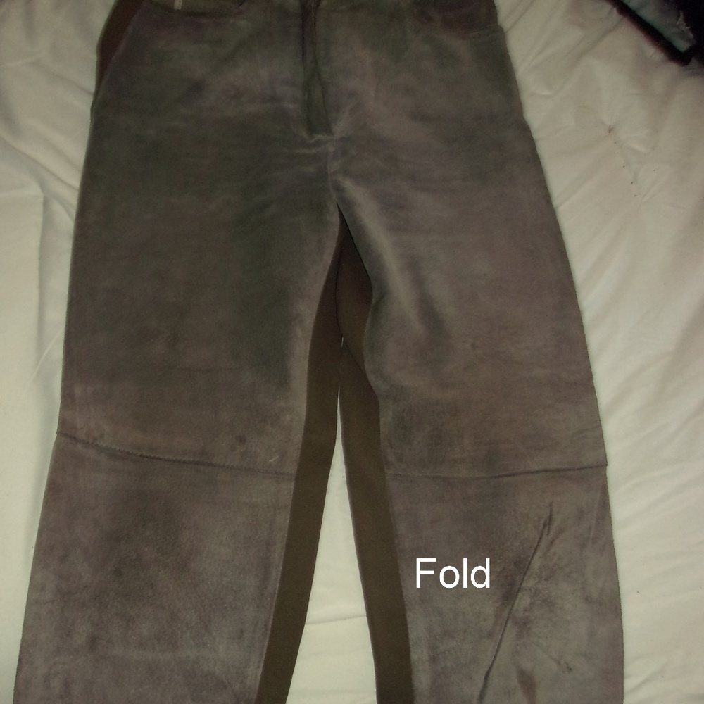 MUST LOOK!~~~SUEDE Absolu Paris Gray Skinny Pants~Suede front/Lycra Back